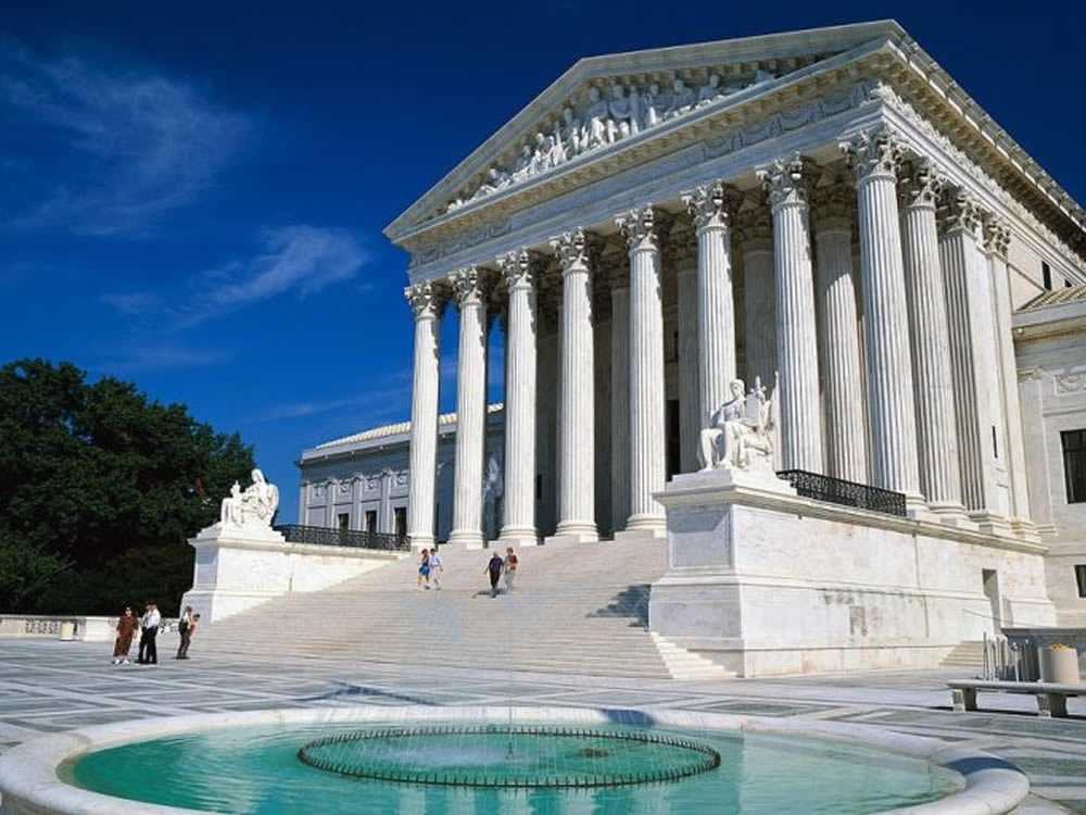 Supreme Court steps and fountain, Washington DC, following recent Supreme Court ruling